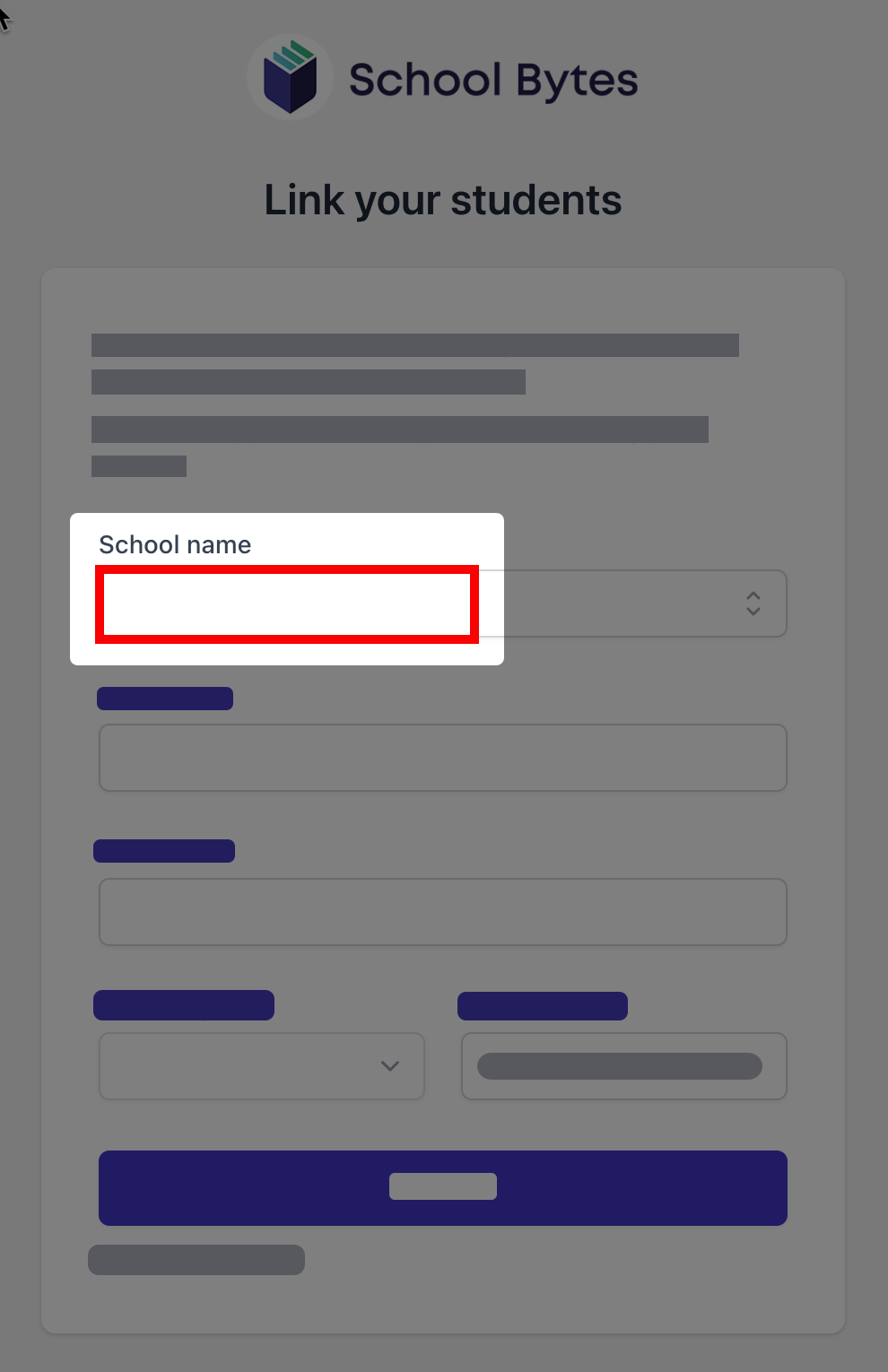 Parent Portal - link a student - School name.png